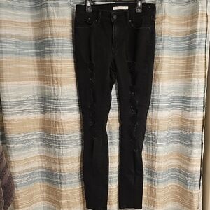 Levi's 711 Skinny Women's Black Distressed Stretch Jeans